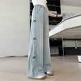 thumbnail image 3 of JLMSPLWG Girls Flared Jeans Kids High Waist Denim Pants Blue Baggy Pants with Pockets Black Butterfly Embellished Elastic Teen Girl Cute Jeggings Girls Clothes, 3 of 9
