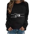 thumbnail image 1 of Mujeres Casual Manga Completa Cuello Redondo Tops Camisas Sueltas Blusa Jersey Estampado Sudadera Pompotops FGAJ18782, 1 of 5