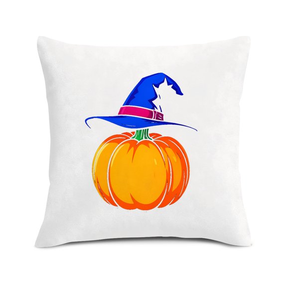 Signetis Halloween Pumpkin Witch Hat Throw Pillow Covers 18x18, Set of 2