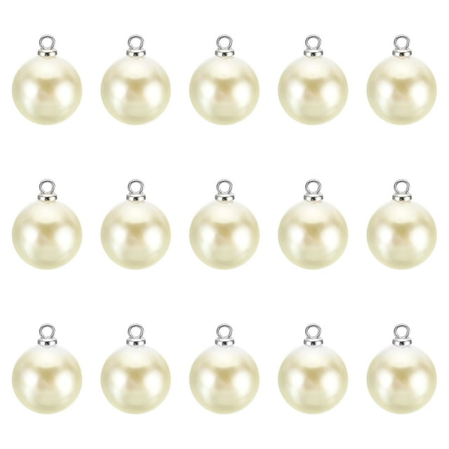 Unique Bargains Pendentifs Perles Fausses 12mm, Lot de 150 Perles Rondes Imitation Perles, Argent Beige