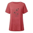 thumbnail image 3 of Hauts d'Été pour Femmes 2023 Mode Femmes T-Shirt Imprimé Col Rond Manches Courtes Tee Décontracté Blouse, 3 of 4