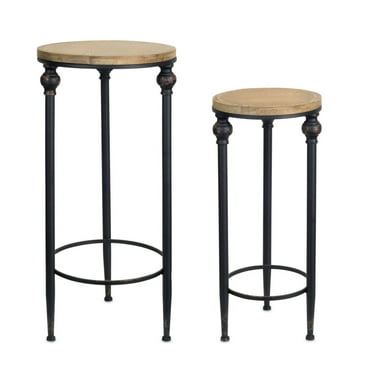 Table (Set Of 2) 10.25" X 22.5"H, 12" X 26.75"H Metal, Wood