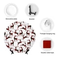 thumbnail image 4 of Balery Christmas Plaid Moose Print Bone China Decorative Plate Ceramic Dinner Plates Art Crafts with Display Stand-8in, 4 of 6