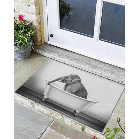 

Indoor Outdoor Mats Elephant in The Bathtub Door Mat Non-Slip Absorbent Resist Dirt Entrance Mat Washable Welcome Mats for Entryway Low-Profile Floor Mats