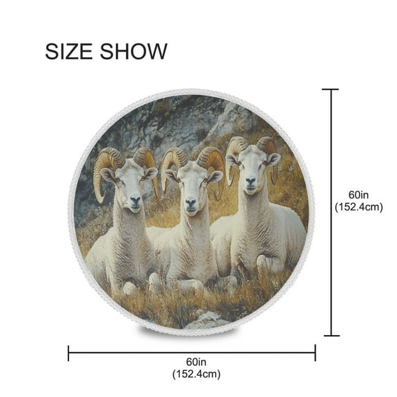 BZSMCE Round Tablecloth Three Bighorn Sheep Painting Pattern Tableclothes