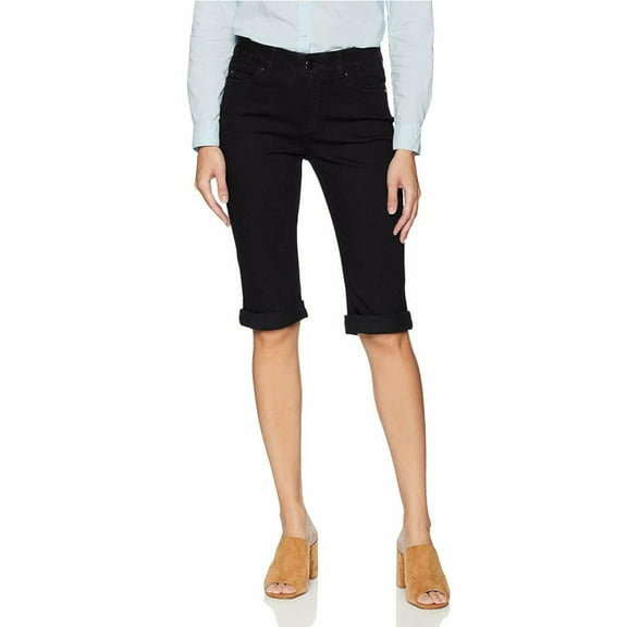 Rafaella Womens Size 10 Weekend Rolled Cuff Bermuda Shorts, Black