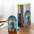thumbnail image 5 of Naloa Blue Sky Cute Wolf 2 Pcs Bookend Large Capacity Office Book Ends for Home Office Library School Study Decoration, 5 of 8