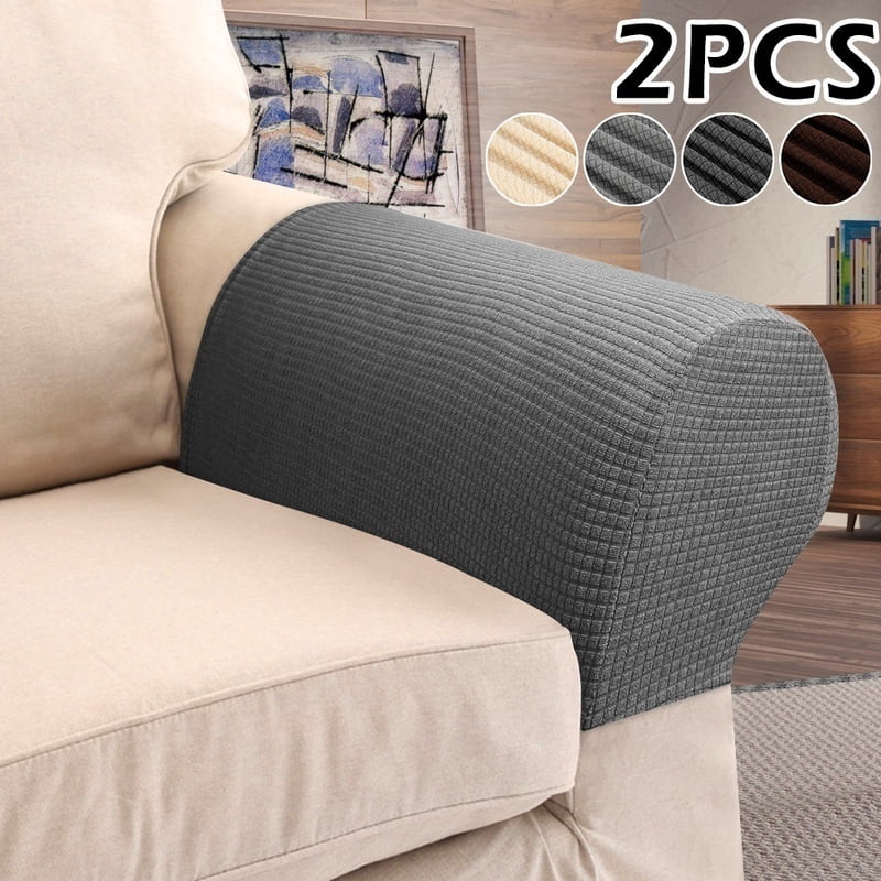 ODOMY 2Pcs Elastic Sofa Armrest Cover Washable Retractable Sofa Armrest