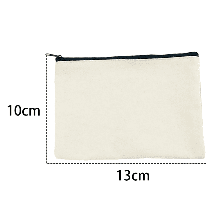 Blank DIY Craft Bag Canvas Pencil Pouch, with Black Zipper, Cosmetic Bag  Multipurpose Travel Toiletry Pouch, Floral White, 12.2x20.3cm