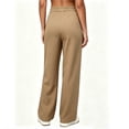 thumbnail image 4 of YUGYXL Women's High Waisted Wide Leg Dressy Pants Business Work Trousers, Flat Front Waist, Side Pockets Khaki Pants, 4 of 6