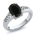 thumbnail image 2 of Gem Stone King 925 Sterling Silver Black Onyx Ring for Women (2.00 Cttw, Oval 9X7MM, Gemstone Birthstone, Available in Size 5, 6, 7, 8, 9), 2 of 2