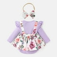 thumbnail image 2 of PatPat Ribbed Floral Baby Romper Dress Long Sleeve,Long Sleeve Bodysuits Infant Jumpsuit Clothes,0-18month, 2 of 6