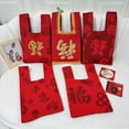 thumbnail image 4 of Gift Blessing Reusable Polyester Shopping Bags Handmade Knit Handbag Tote Bag Knot Wrist Bag Fu Character Knit Bag 5, 4 of 8
