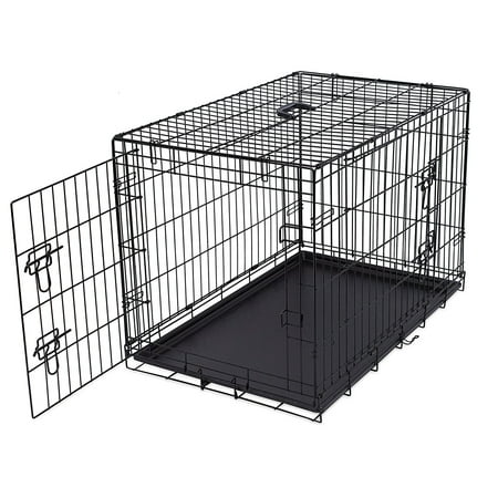 Internet's Best Wire Dog Kennel | Small (24 Inches) | Double Door Metal Steel Crates | Indoor Outdoor Pet Home | Folding and Collapsible Cage | (Best Outdoor Dog Gear)