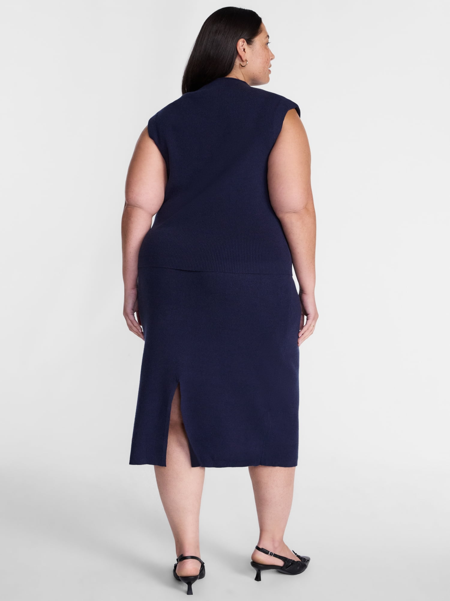 Terra & Sky Women’s Plus Mock Neck Pullover Top and Midi Skirt Set, 2 Piece, Sizes 0X-5X