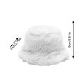 thumbnail image 2 of Bexdxz Long Pile Faux Fur Bucket Hat, Soft Fuzzy Fluffy Wide Brim Winter Fisherman Cap, Warm Outdoor Cold Weather Hat for Women White, 2 of 5
