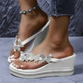thumbnail image 2 of IUJSOY Flip Flops for Women Glitter Rhinestone Wedge Sandals Platform Slip on Elegant Dress Shoes, 2 of 8