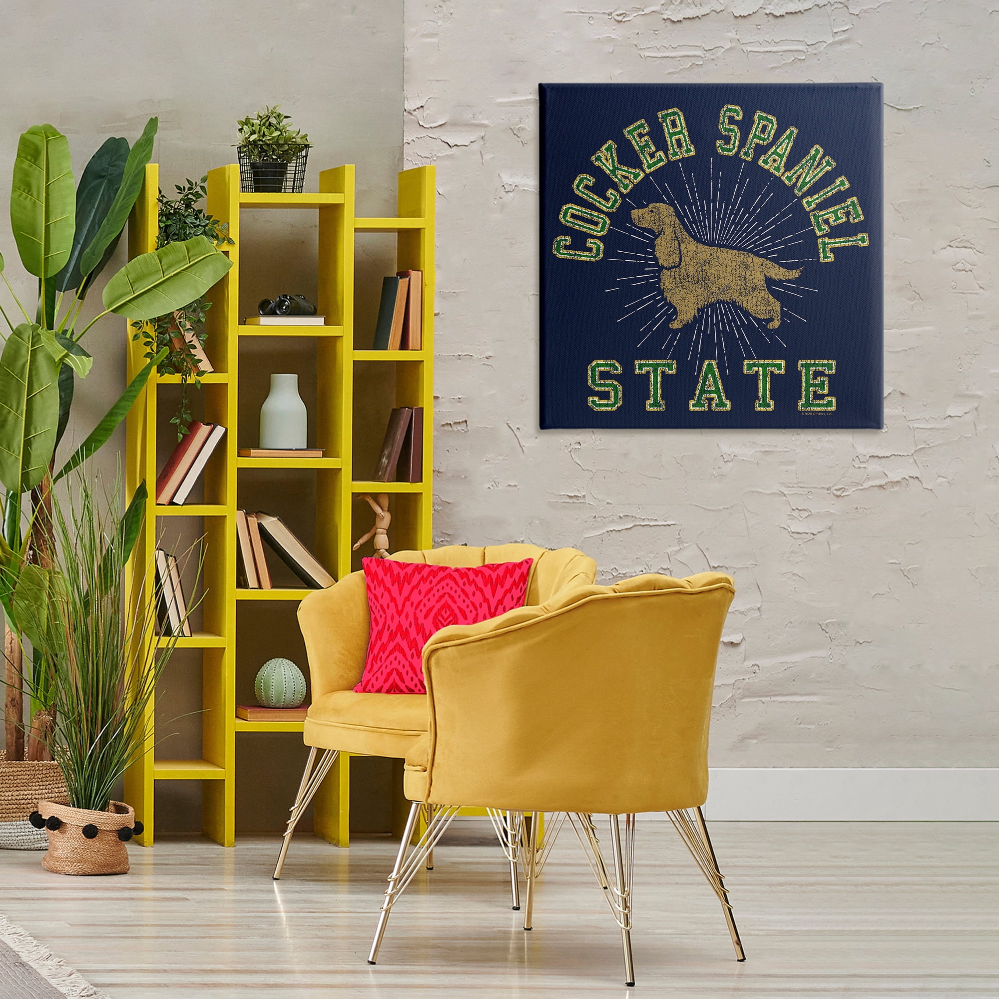 Stupell Industries Cocker Spaniel State Novelty & Humor Painting Wrapped Canvas Art Print Wall Art, 30 x 30
