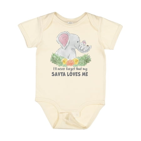 

Inktastic I ll Never Forget That My Savta Loves Me with Cute Elephants Gift Baby Boy or Baby Girl Bodysuit
