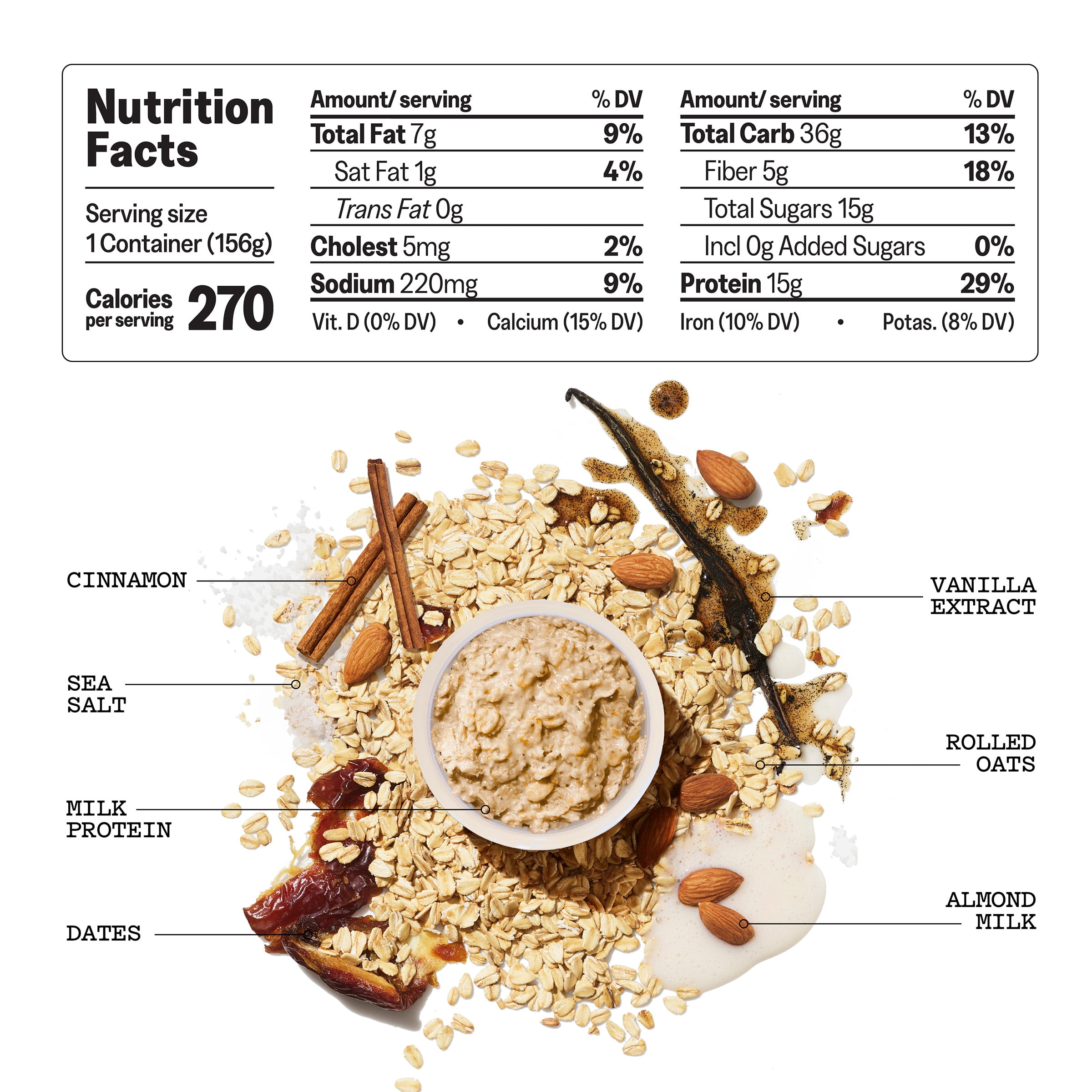 MUSH Overnight Oats French Vanilla, 15g Protein, 5.5 oz Cup (Refrigerated)