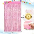thumbnail image 3 of 2Pack 3.3 x 8.3Ft Iridescent Pink Foil Fringe Backdrop Curtains, Pink Tinsel Streamers Birthday Party Decorations Fringe Backdrop for Graduation Baby Shower, Gender Reveal Disco Party Wedding Decors, 3 of 14