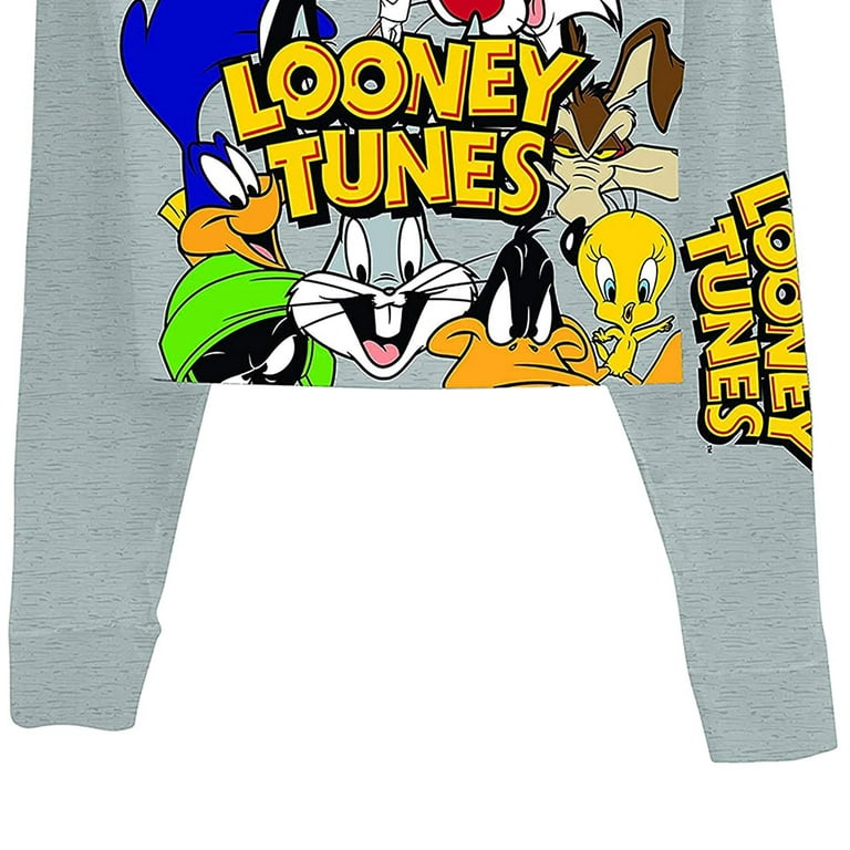 Looney Tunes Ladies Fashion Ladies Tee Shirt Crop Tweety, Taz Top - Long Bugs and Tee Sleeve 