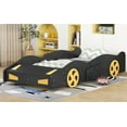 thumbnail image 4 of Twin Size Pine Wood Platform Bed with Wheels and Storage, Black, Bedroom, 4 of 20