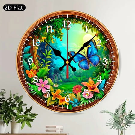 Welcome Golf Course Round Wall Clock, Silent Non-Ticking Wall Decor for Golfers & Sports Fans