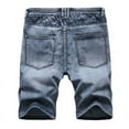 thumbnail image 3 of Fesfesfes Mens Jeans Shorts Ripped Personality Wrinkle Jeans Shorts Relaxed Trend Denim Shorts Clearance, 3 of 8