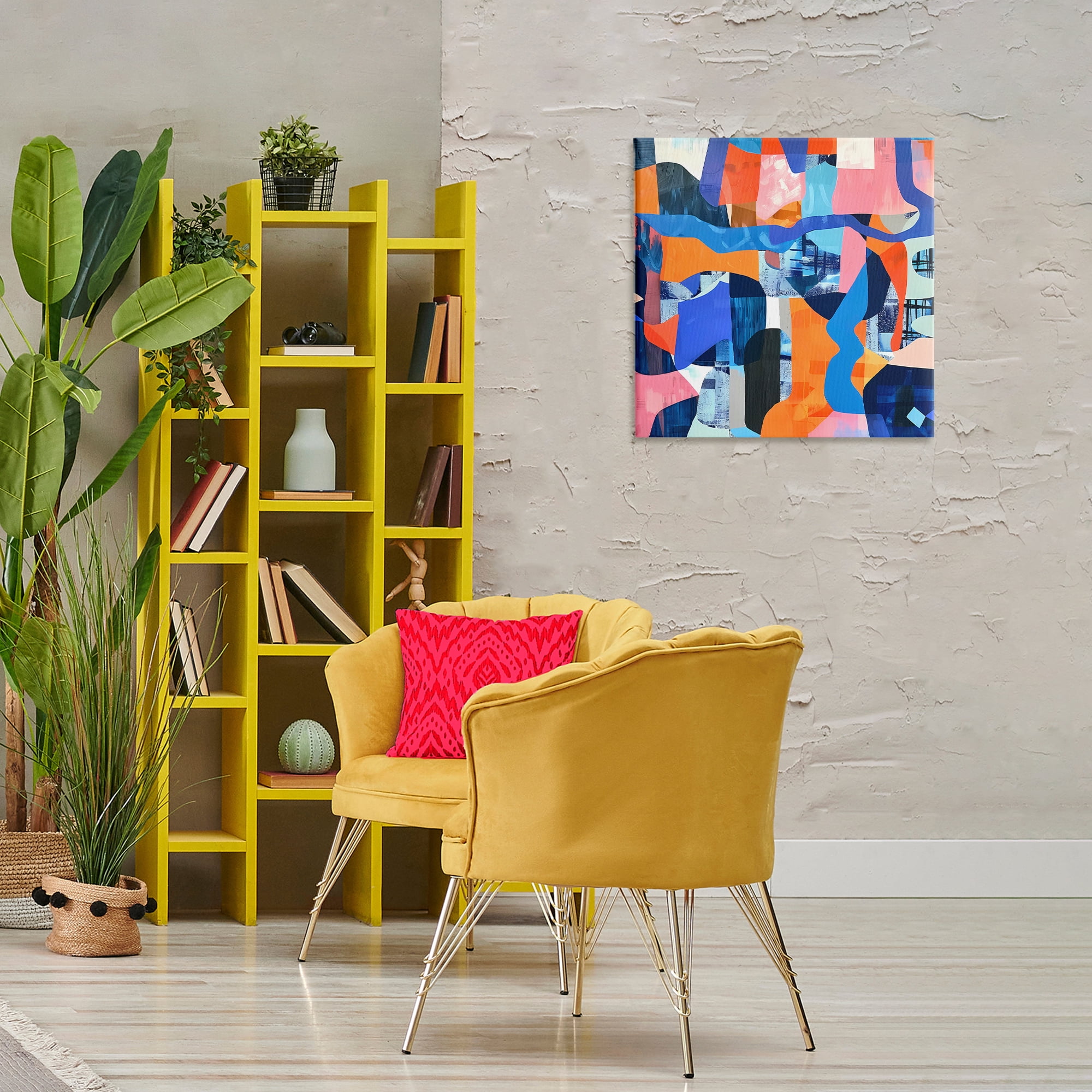 Stupell Industries Wavy Woven Shapes Collage Abstract Painting Wrapped Canvas Art Print Wall Art, 24 x 24