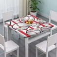 thumbnail image 3 of Red and White Striped Baseballs Pattern Square Fitted Tablecloth with Elastic Edge,Square Table Cover,Washable Elastic Table Cover for Home Kitchen Party Decor 36"x36", 3 of 6
