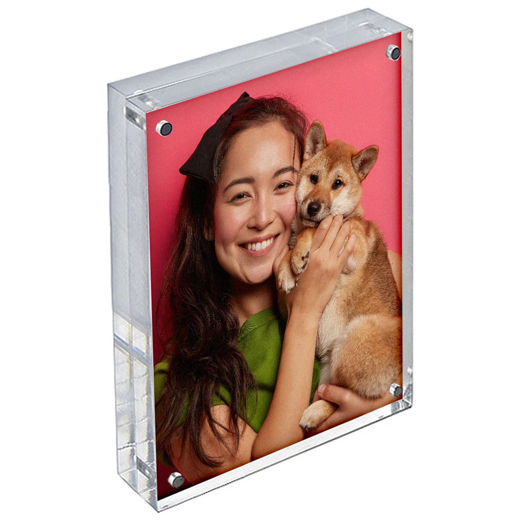 Azar Displays Clear Acrylic Magnetic Photo Block Frame Set with 4x6 and 5x7  size Frames
