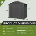 thumbnail image 3 of YODOLLA 6 x 4 ft. Outdoor Metal Storage Shed with Sliding Roof & Lockable Door for Backyard, Garden in Dark Gray, 3 of 7