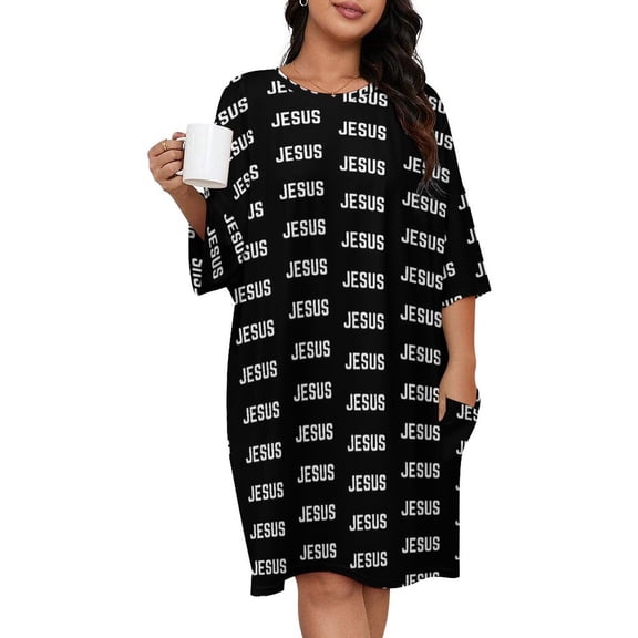 Jesus Sleepshirts For Sleeping Travels Loose Sleepdress Pajama Dress Soft Nightdress Sleepwear