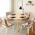 thumbnail image 3 of TSOVTHRID Bohemia Floral Print Quilted Dining Chair Cushion Covers Stretchy Soft Seat Cushion Slipcovers Removable Armless Chair Covers with Detachable Strap, Set of 4, 3 of 7