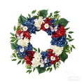thumbnail image 3 of Rijanmt Patriotic Wreath With Colorful Daisies Butterflies,19.7" 4Th Of July Red White Blue Daisy Wreaths With Eucalyptus Leaves For Front Door,Independence Day Indoor Outdoor Farmhouse Home Decor,D, 3 of 5