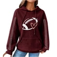 thumbnail image 2 of Sweatshirts for Women Fall Fashion Must Haves Baggy Hoodie Football Graphic Pullover Hoodies Solid Color Shirt Game Day Sweatshirts Rugby Shirt Workout Tops Football Season Clothes Wine, 2 of 8