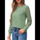 thumbnail image 1 of Camisas de Larga para Mujer, Blusas Elegantes e Informales de Encaje, Conjuntos de Otoño 2025, Camisetas y Ropa de Trabajo. Verde S, 1 of 8