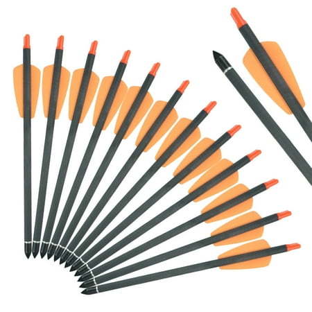 12Pcs 7.5 Crossbow Bolts Pure Carbon Shaft Arrows 2 Vanes Crossbow for