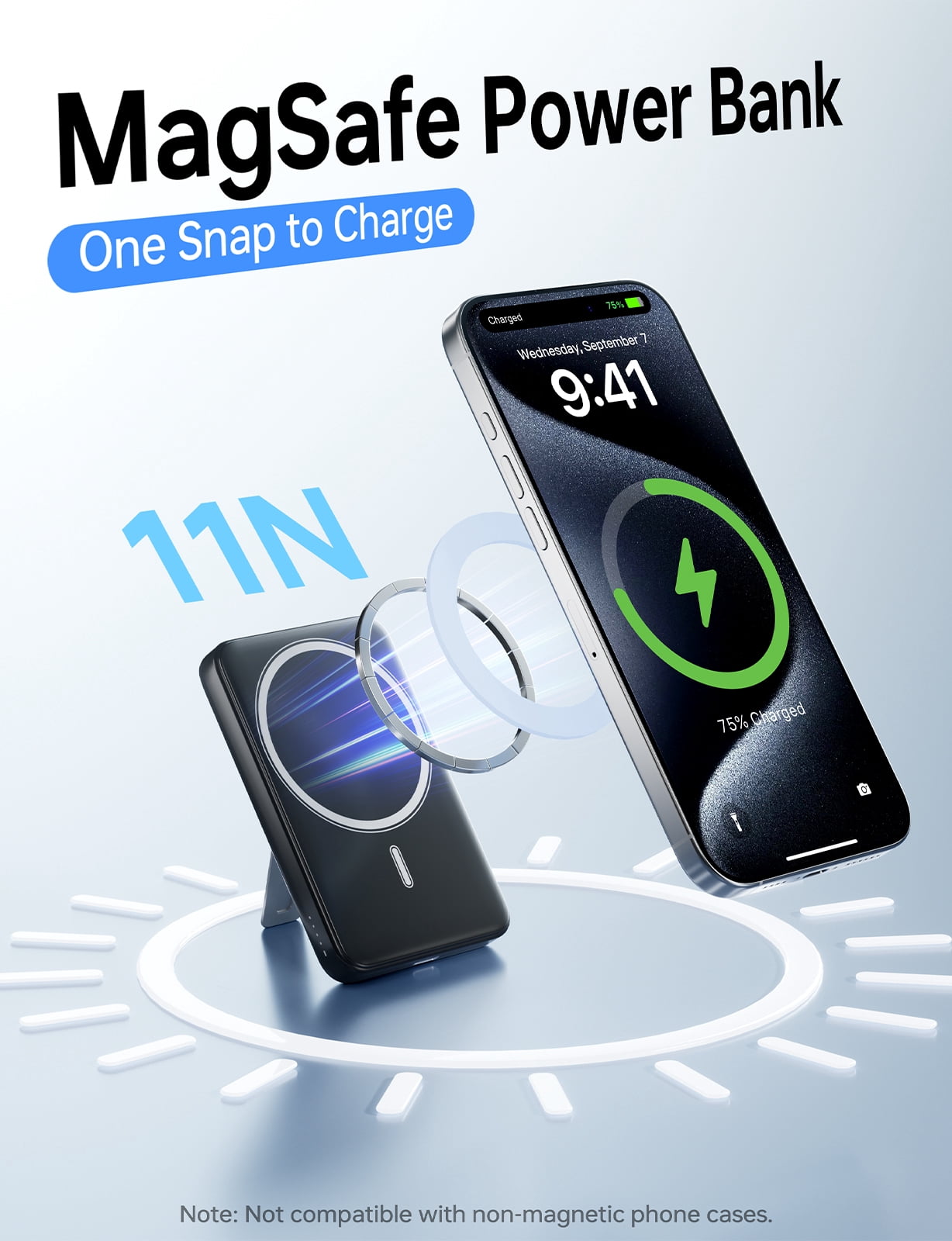 Magnetic Portable Charger,10000mAh Wireless Magnetic Power Bank with USB C Charging and stand, Travel Essential for Battery Pack Compatible with iPhone 17/air/16/15/14/13/12