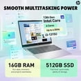 thumbnail image 4 of HP 2026 Touchscreen Laptop for Student and Business, Intel 13th Core i3‑1315U (Up to 4.5GHz), Windows 11 Pro, Copilot AI, Numeric Keyboard, Wi‑Fi 6 (16GB RAM | 512GB SSD), 4 of 8