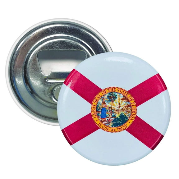 Bottle Opener-Magnet - State Flag Florida - USA | Fridge-Mounted Bar Tool, Travel Souvenir, Collectible Kitchen Accessory