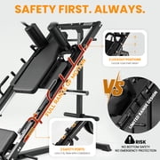 Syedee Multifunctional Leg Machine W/ Linear Bearing Hack Squat & Leg Press Combo with Safety Features, Adjustable Pedals, Space-Saving Leg Machine W/ Band Pegs Arm-reach Weight Holder