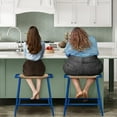 thumbnail image 2 of OUllUO 26 Inch Blue Wicker Bar Stools Set of 2, Backless Rattan Saddle Barstools with Metal Base, Counter Height Bar Stool for Kitchen Island, Pub, Bistro, Restaurant, 2 of 9