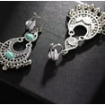 thumbnail image 4 of Clip on 2 1/4" silver and turquoise stone dangle ball earrings, 4 of 4