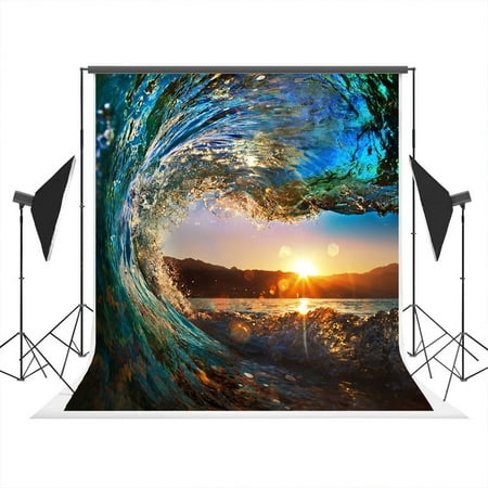 Image of HelloDecor Photography Backdrops Studio Props Photo Studio Background 5x7ft Sunset Colorful Beach Backdrop Background