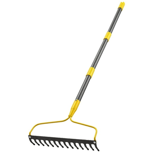 Heavy Duty 14 Tine Garden Rake with Long Handle