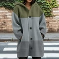 thumbnail image 3 of Scyoekwg Womens Winter Coats Fall Fashion Hooded Jackets Long Sleeve Color Block Fashion Button Open Front Coats Warm Outwear with Pocket (Green,M), 3 of 5