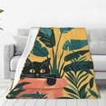thumbnail image 1 of KLL Cat Hiding In Potted Plants Pattern Fleece Throw Blanket,Fleece Throw Blankets for Couch & Bed All Season Use-50"x40", 1 of 7
