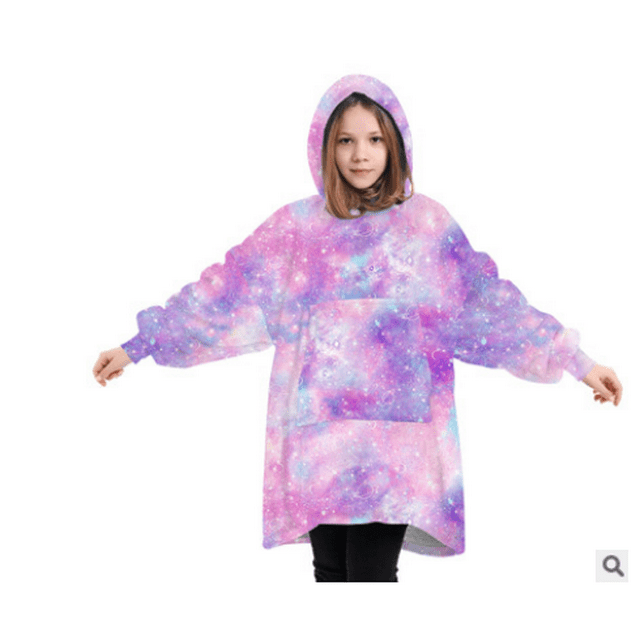 Faithtur Kid Velvet Leisure Fall Loose Home Shower Kangaroo Pocket Smock
